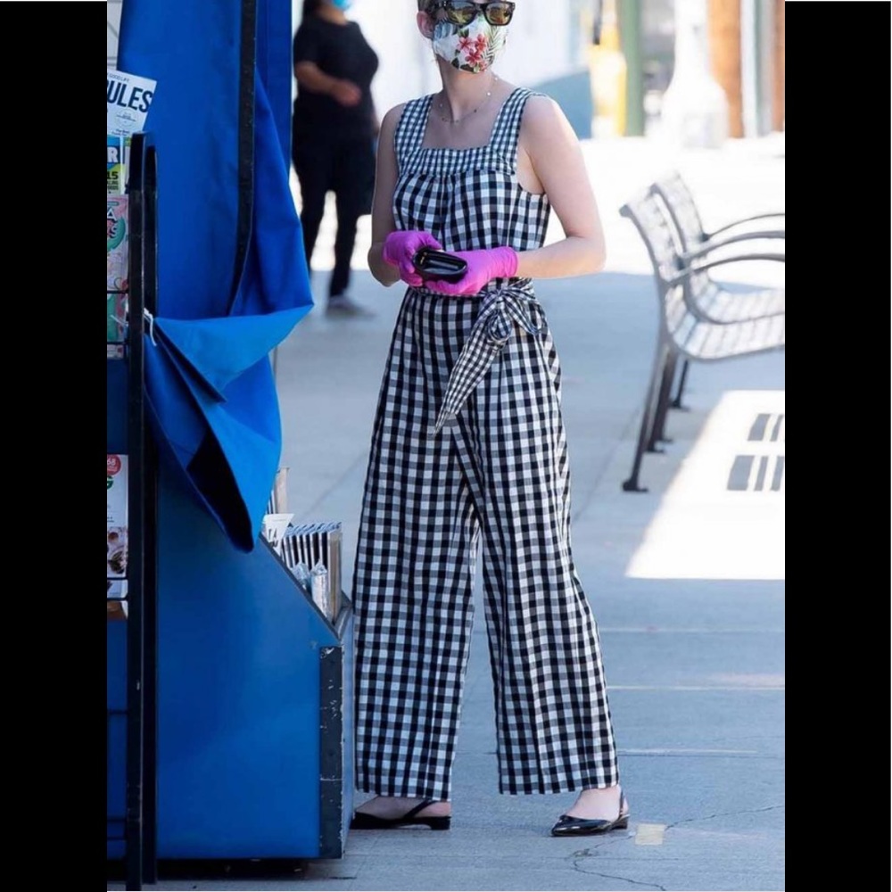 Madewell Black & White Gingham Tie-Waist Jumpsuit - Picture 8 of 9